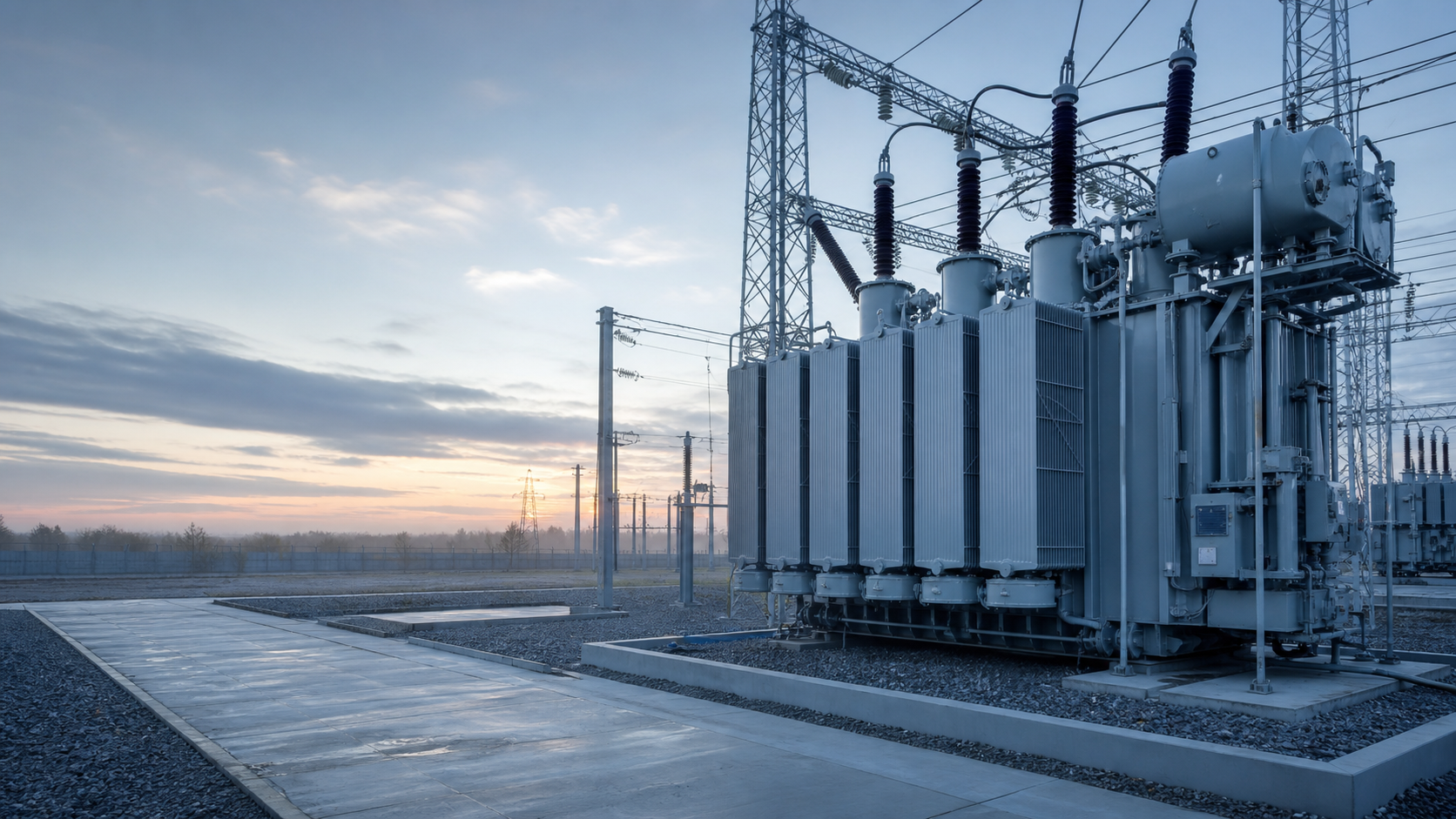 Oil-immersed power transformer at a high-voltage substation
